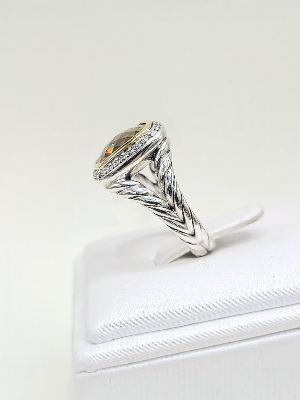 David Yurman Albion Champagne Citrine Diamond Ring w/ 18K Yellow Gold & Diamonds - Picture 11 of 14